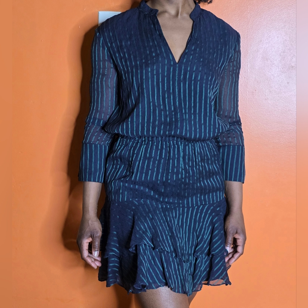 Jason Wu Navy and Teal Striped Dress